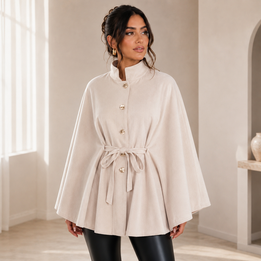 Belted Suedette Cape Jacket